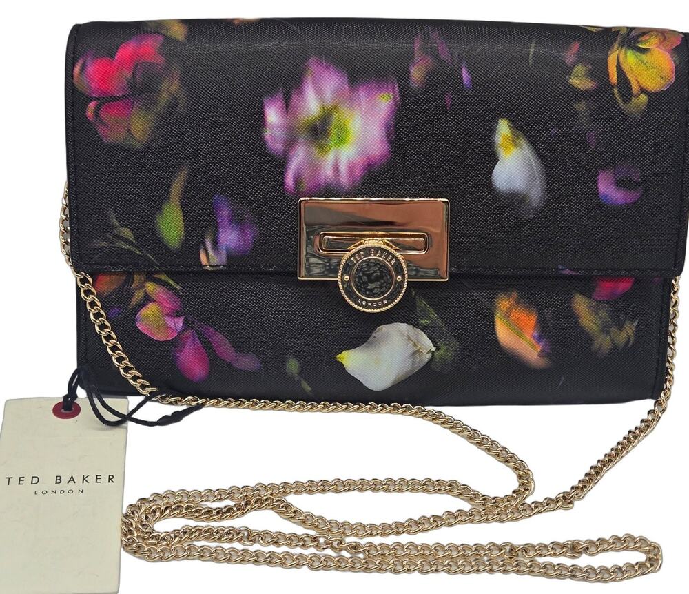 Ted Baker Parisa Floral Faux Leather Crossbody Bag Gold DESIGNER NWT COQUETTE